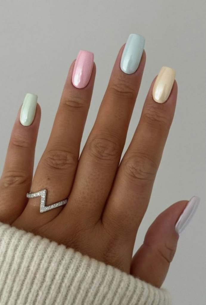 Pastel Rainbow Nails