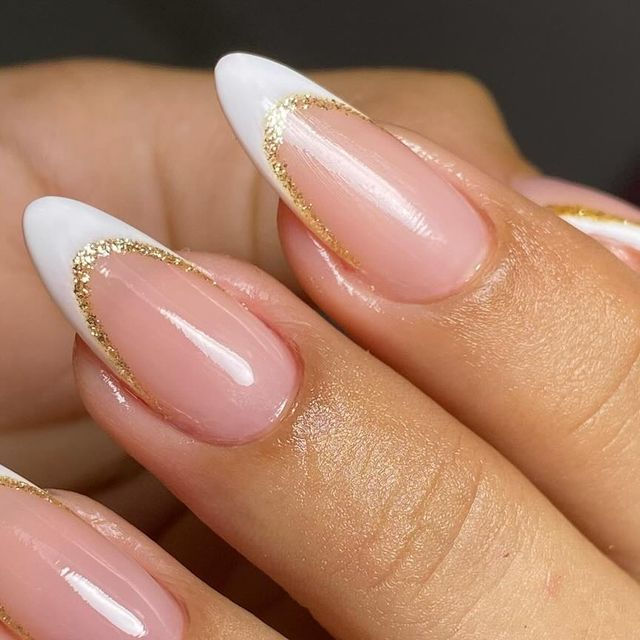 Mint Green French Tips with Gold Accent Line